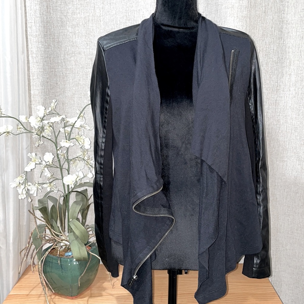 Splendid Black Jacket Size Small Leather & Fabric - image 1